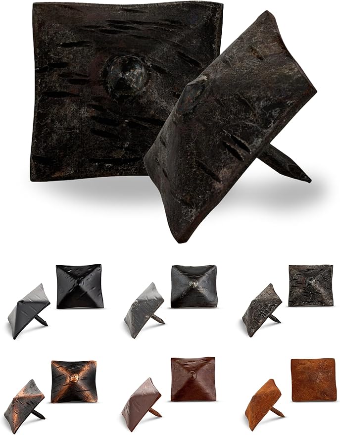100 Pack 1.25" Square Head Iron Clavos Decorative Nails – Unfinished – Handmade Rustic Square Fasteners for Farmhouse Shutters, Faux Wood, Barn Doors, Shutters, and Gates – Ornamental Wood Accent