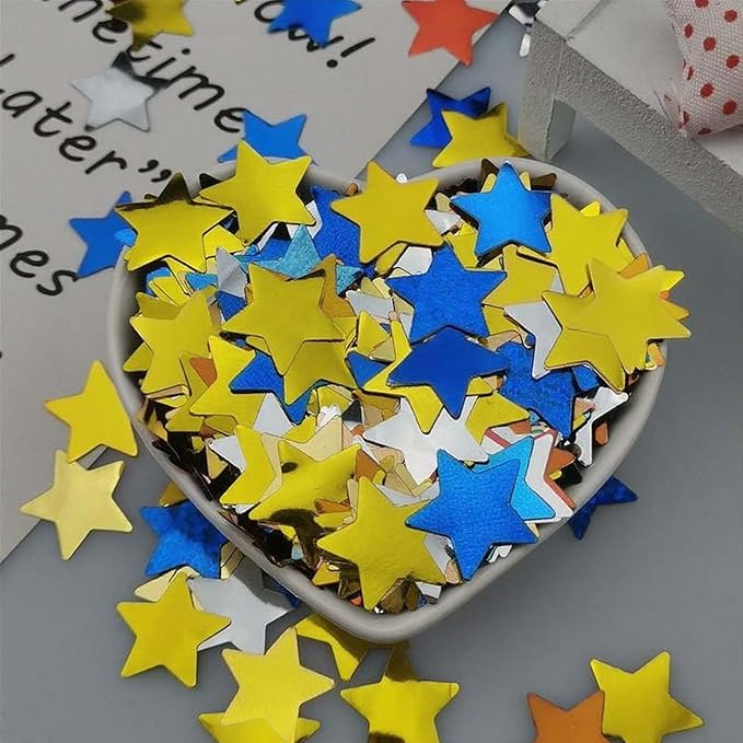 Yellow Blue Metallic Foil Star Confetti 0.78inch/2cm 8000Pcs Table Confetti for Party Birthday Decoration or Filled Balloons