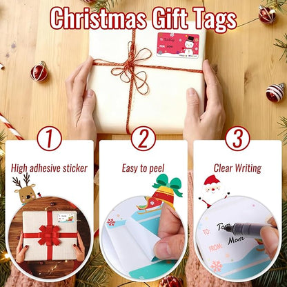 500 PCS Tags - Santa Claus Stickers, Self-Adhesive Cartoon Christmas Tags for Festival & Holiday Decor