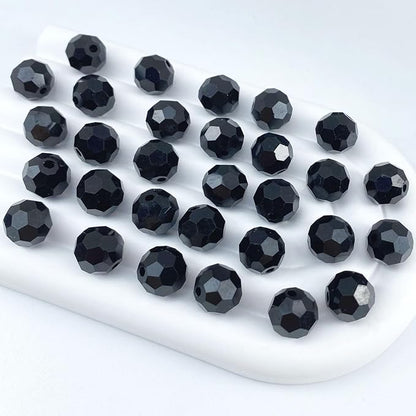 50 PCS 10mm Crystal Glass Beads Round Multiple Faceted Loose Spacer Glass Beads for DIY Handcrafte Bracelet Necklace Earring Jewelry Making(Black)