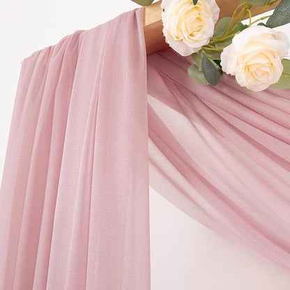 MLMC Dusty Rose Wedding Arch Draping Fabric 4 Panels 29" x 20 FT Extra Long Gauze Drapes Sheer Backdrop Curtains 6.6 Yards Outdoor Drapery Panels for Wedding Ceremony Party Ceiling Decoration