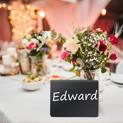 12PCS Mini Chalkboard Signs, 4"x3" Food Labels for Party Buffet, Reusable Table Sign Chalk Board for Weddings, Birthday Parties, Message Board Signs and Event Decoration