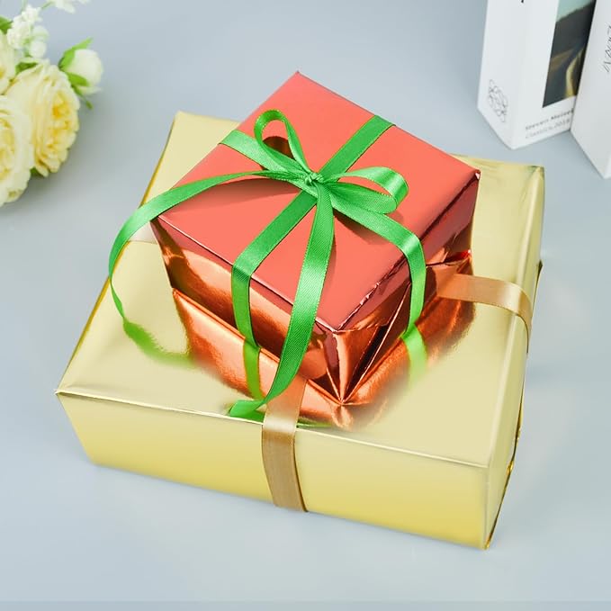 KMER LIFE Metallic Wrapping Paper Rolls - 3 Rolls Premium Gift Wrapping Paper, 17 x 120 Inch Each, Birthday & Christmas Wrapping Paper, Baby Shower & Party (Red, Black, Gold)
