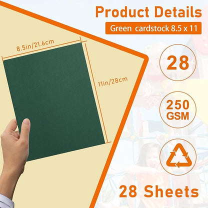 28 Sheets Dark Green Cardstock 8.5 x 11 Craft Paper, 92lb Premium Christmas Paper Card Stock for Wedding Invitations, School Crafting, Business Cards, Making Cards, Party