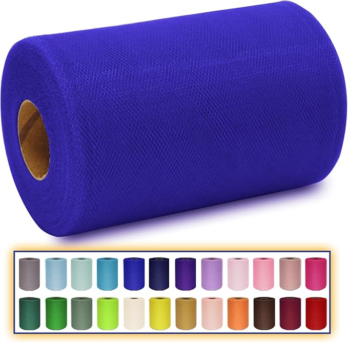 Royal Blue Tulle Fabric Roll 6 Inch X 300 FT (100 Yards) Matte Tulle Ribbon Netting Mesh Spool for DIY Tutu Skirt Wedding Bow Gift Wrapping Baby Shower Christmas Party Halloween Decorations