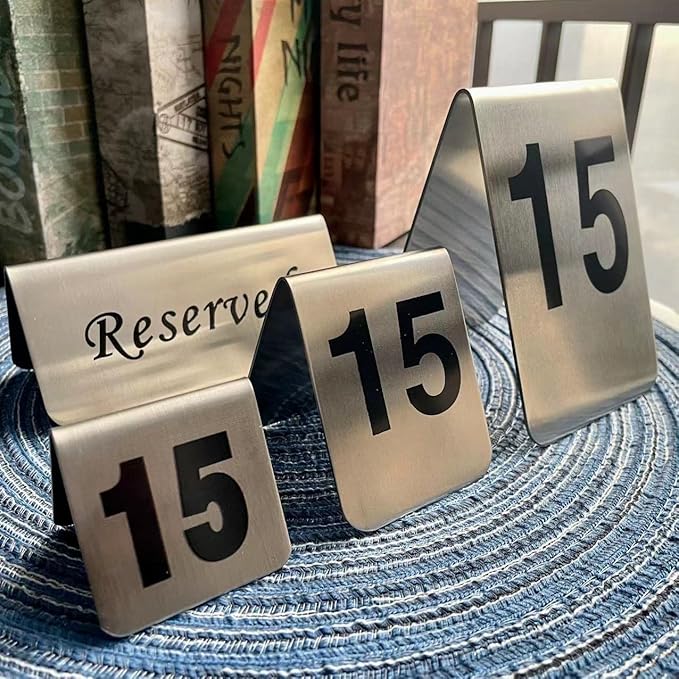 10 Pcs Metal Place Cards Stackable Tent Style Table Numbers，Place Card Holders for Celebration Wedding Party Restaurants Cafes Bars Gatherings meeting Room Board Game Serial (Small 1-10, Black)