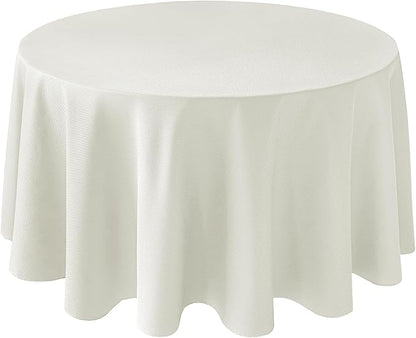Biscaynebay Textured Fabric Round Tablecloths 90", Ivory Water Resistant Washable Table Cloths Circle Folding Table Covers Linen for Dining, Kitchen, Wedding, Parties etc