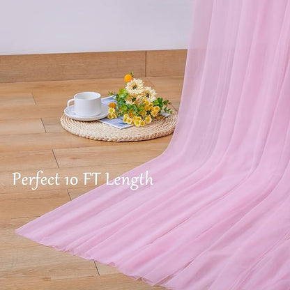 10x10 Pink Tulle Backdrop Curtains for Parties, Sheer Backdrop Curtain Wedding Photo Background Drapes for Baby Shower Photography Birthday Party