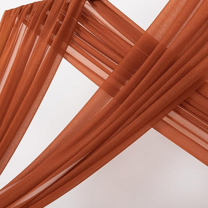 MLMC Terracotta Wedding Arch Draping Fabric 2 Panels 29" x 20 FT Extra Long Gauze Drapes Sheer Backdrop Curtains 6.6 Yards Outdoor Drapery Panels for Wedding Ceremony Party Ceiling Decoration