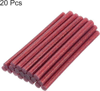 uxcell 20pcs Hot Glue Sticks for Glue Gun 11mm/0.43-inch x 8-inch Mini Hot Melt Adhesive Glue Stick Glitter Red