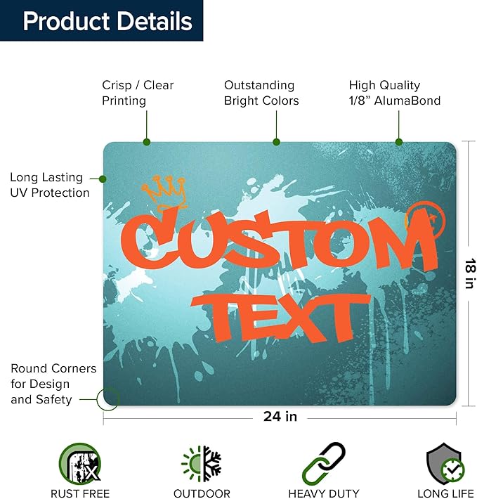 Custom Sign, Custom Street Sign, 11 Font Colors, 13 Font Styles, 4 Hole Options, 22 Sizes, 18x24 Inches, Rust Free DiBound, Fade Resistant, Made in USA by My Sign Center (Graffiti)