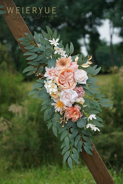 Artificial Wedding Arch Flowers Kit(Pack of 2) for Wedding Arch, Bridal Shower, Ceremony and Reception Backdrop Decoration (Coral Pink)
