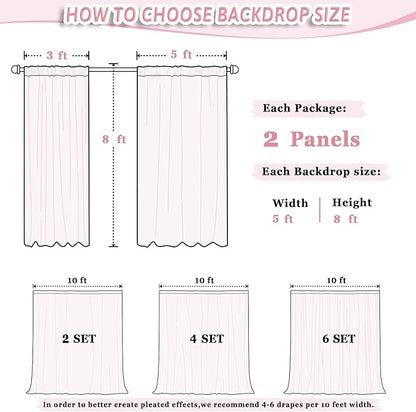 DUOBAO Red Chiffon Backdrop Curtain 5FTx8FT Polyester Curtains for Wedding Ceremony 96" Long Sheer Drapes 2 Pcs Girls' Bedroom Party Stage Decoration (58" W x 96" L)