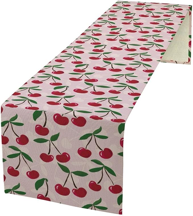 Cherry Table Runner,Spring Summer Fruit Table Runner for Kitchen Dining Table Home Party Decoration 13x72 Inch