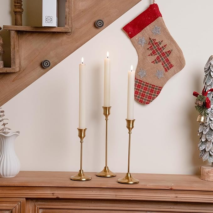 CHILL RECIPE Candlestick Holders Gold Taper Candle Holders, 3 PCS Candle Sticks Holders for Home Decor Table Centerpiece Wedding Housewarming Festival