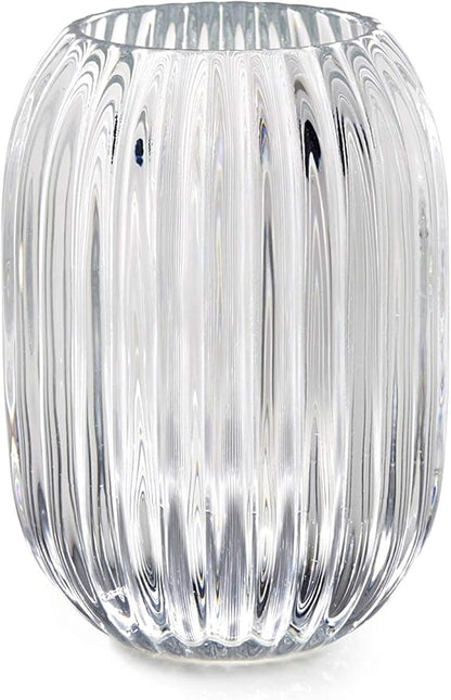 Serene Spaces Living Clear Optical Glass Votive Holder, Perfect for Weddings and Home Décor, Measures 5" Tall and 3.5" Diameter