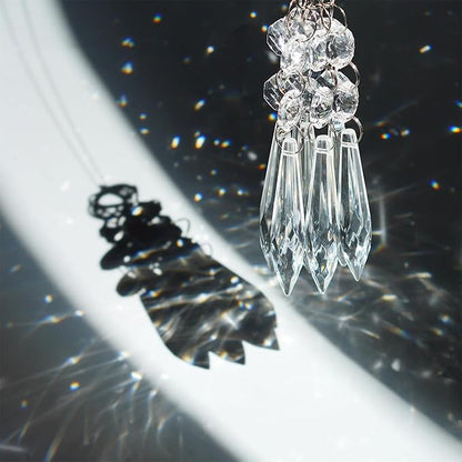 H&D 10pcs 63mm Chandelier Crystals Ornament - Clear Crystal Chandelier Prisms Icicle Drop Pendants