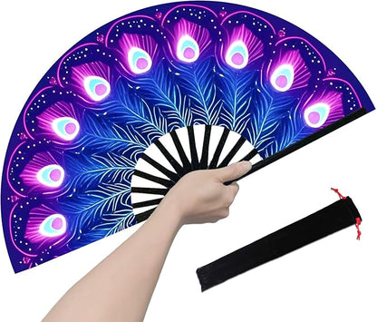 Boots on The Ground Fan, Large Folding Hand Fan for Women and Men, Popping Fans for Line Dancing for Raves, EDM, Dance Party, and Home Decoration