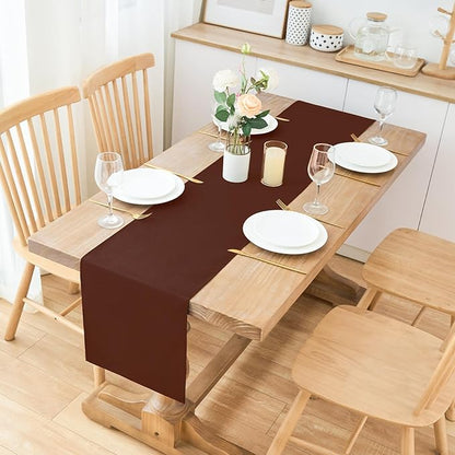 2 Pack Chocolate Table Runner 12 x 90 Inch Solid Color Farmhouse Runners Coffee Table Dresser for Daily Party Home Decoration