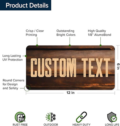 Custom Sign, Custom Street Sign, 11 Font Colors, 13 Font Styles, 4 Hole Options, 22 Sizes, 6x12 Inches, Rust Free DiBound, Fade Resistant, Made in USA by My Sign Center (Vintage Wood)
