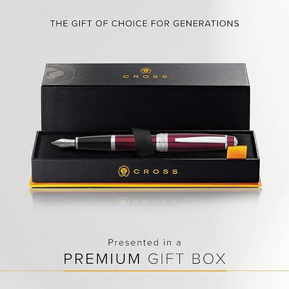Cross Bailey Refillable Fountain Presented in a Premium Gift Box - Medium Point, Black Ink, Red