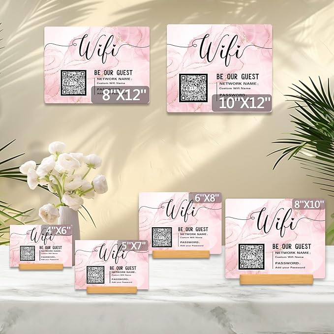 Personalized Custom Metal QR Code Sign Venmo Cashapp Scan to Pay with Stand Instagram Facebook Social Media QR Signs Bar Code QR Plaque Print for Business Salon Beauty Store Restaurant Wifi Sign (W2)