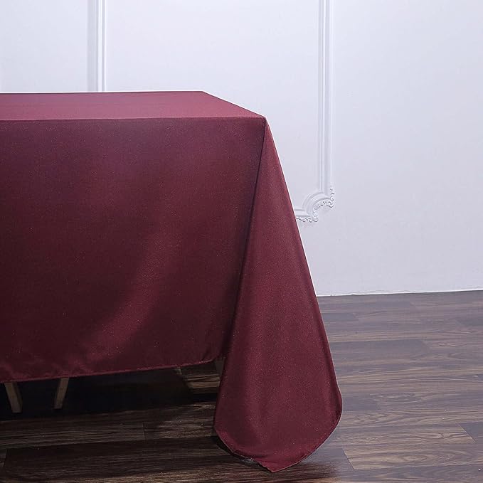 Efavormart 90" Square Polyester Table Overlay for Wedding Kitchen Dining Events - Burgundy