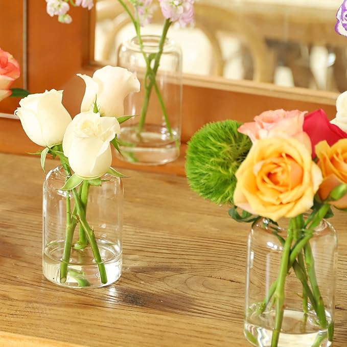 Glass Bud Vases Set of 24, Clear Flower Vase for Centerpieces, Small Vases for Flowers, Decor Centerpiece for Bathroom, Decorative Vases for House Warming
