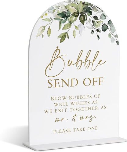 Bubbles for Wedding Send Off, Greenery Gold Bridal Shower Decorations, Marriage Signs for Ceremony and Reception, Engagement Party Decor, Wedding Table Acrylic Decor, Bachelorette Party Favors - 28