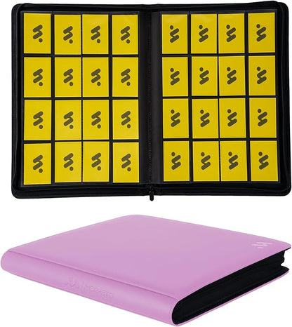Premium 1000+ Pockets Card Binder,16 Pockets Trading Card Binder Ringless Side Loading Trading Card Album Folder for TCG -Pink Purple