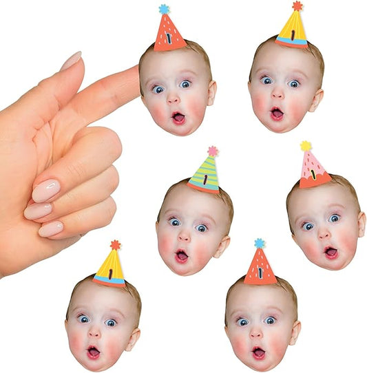 Big Dot of Happiness Custom Photo Party Time - Happy Birthday Party Favors - Fun Face Cut-Out Stickers - Set of 24