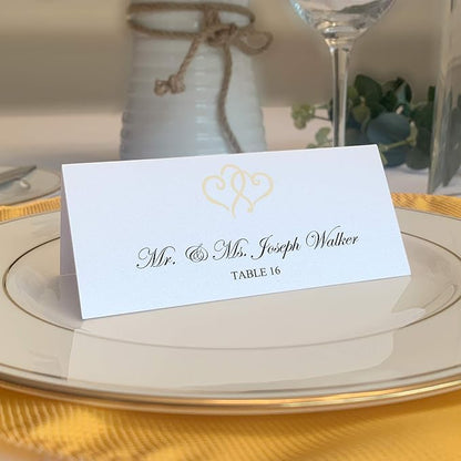 Linked Hearts Printable Place Cards, Ivory (Choose Color), Set of 60 (10 Sheets), Laser & Inkjet Printers - Wedding, Party, Dinner, and Special Events - Made in the USA