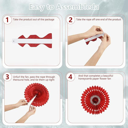 20 Pcs Gary Hanging Paper Fan, Hanging Honeycomb Round Paper Fans for Weddings, Birthdays, Christmas, Baby Showers, Classroom, Events Ceiling Party Supplies Decorations