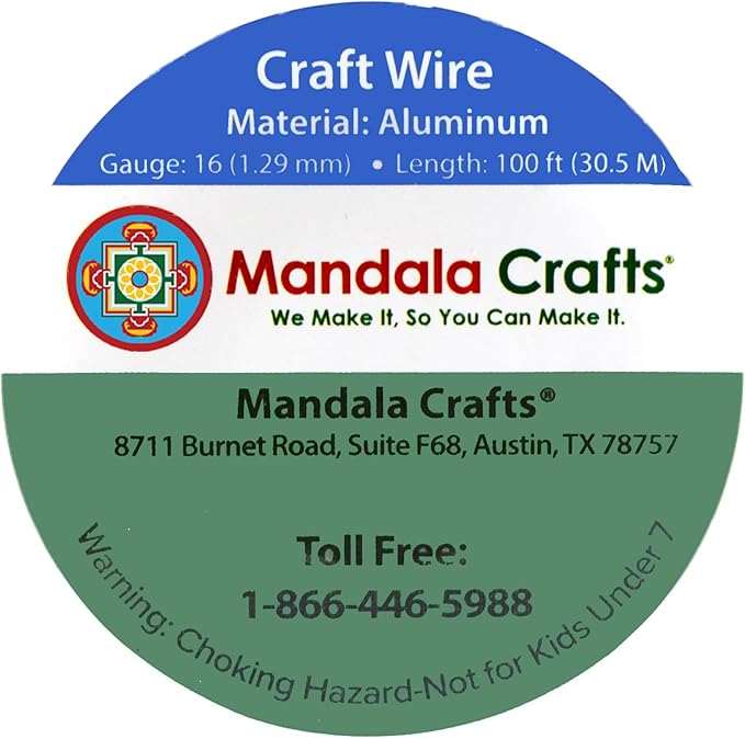 Mandala Crafts 16 Gauge Anodized Aluminum Craft Wire for Jewelry Making - 100 FT Colored Flexible Copper Tone Wire - Bendable for Bonsai Armature Crafting Sculpting