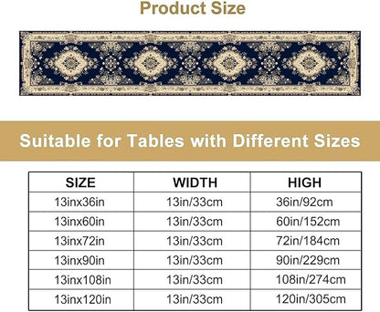 Vintage Elegant Farmhouse Table Runner Blue Beige Flower for Home Farmhouse Kitchen Table Dining Coffee Room Garden Party Wedding Decor 13x90in