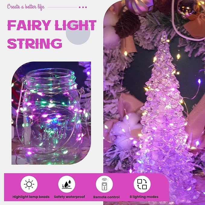 HXWEIYE 6 Pack Multicolor Fairy Lights Battery Operated with Remote & Timer, 7ft 20LED Mini String Lights Mason Jar Lights, Waterproof Firefly Starry Lights for DIY Wedding Party Bedroom Patio