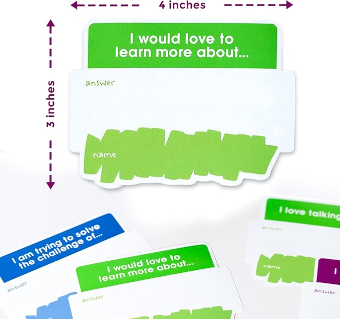 We! Connect Name Tag Stickers (150 PCS) - Easy-to-Write Name Stickers with Conversation Starters - Ideal for Networking, Ice Breakers & Adult Educational Team Building Games - Self-Adhesive Tags