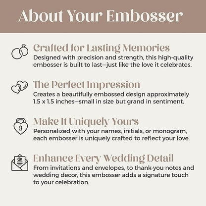 Personalized Wedding Embosser | Custom Made with Initials or Monograms for Couples | Elegant Designs for Stationery, Invitations, Napkins, and More (Design 3)