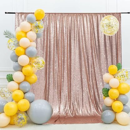 Eternal Beauty Rose Gold Sequin Backdrop, 8x10 Ft Glitter Background Curtains for Shimmer Photography Party Wedding Birthday Back Drop Decor