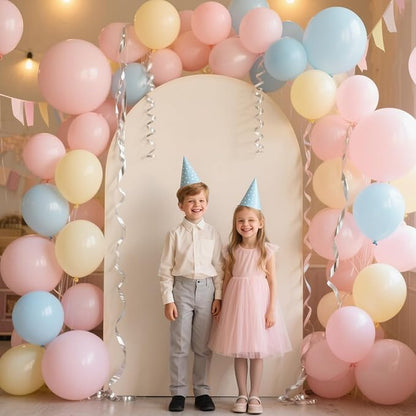 Ledido Wedding Arch Backdrop Cover 6FT Arch Covers Fitted Stretchy Spandex Round Top Stand Backdrop Cover for Wedding Banquet Ceremony Birthday Party Baby Shower Event Decoration,Beige