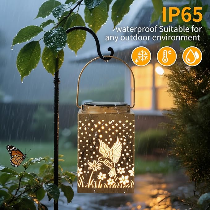 2 Pack Bronze Solar Lights Outdoor Waterproof Decorative - Gifts for Women Mom Grandma, Hummingbird Garden Decor for Yard, Patio,Backyard, Porch , Garden (Hummingbird)