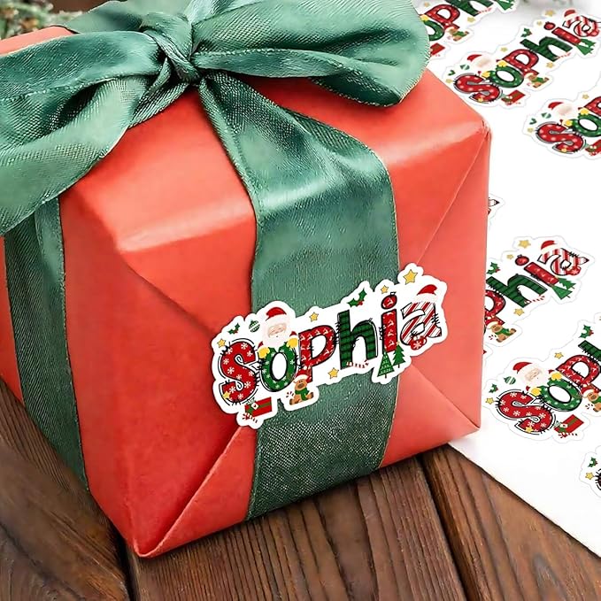 28Pcs Personalized Christmas Gift Tags - Gifts Wrap Envelope Seals Ideas Merry Christmas Labels - Fun Holiday Gift Stickers - Cute Xmas Sticker Label - Custom Name Xmas Gifts Wrapping Present Tag