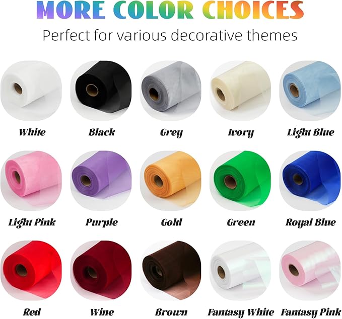 Crystal Organza Fabric Tulle 11 Inch by 50 Yards Sheer Tulle Rolls for DIY Craft Wedding Party Baby Shower Decor Gift Wrapping Party Supplies (Wine)