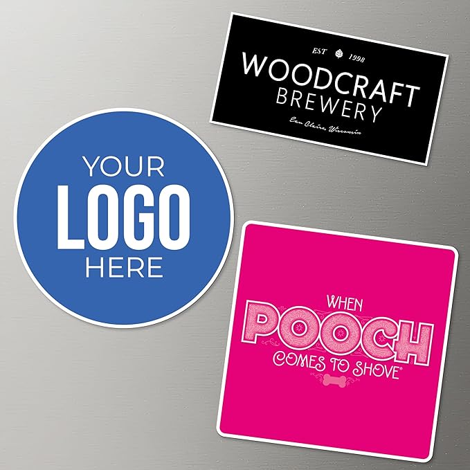 Big Dot of Happiness Custom Logo Magnets, Personalized Fridge Cutout Magnets for Businesses, Events, or Branding, Magnetic Pictures for Kitchen & Home Decor - Set of 12