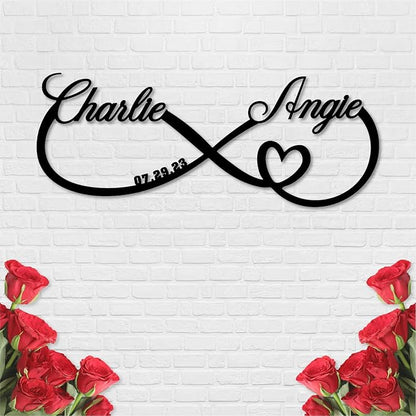 Personalized Custom Infinity Heart Sign, Metal Infinity Sign, Infinity Heart Wall Decor, Custom Name Signs, Romantic Home Decor For Anniversary Or As Valentines Day Decoration