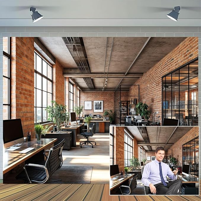 4X4ft Office Video Photo Backdrop Photography Background for Recording Conference, Zoom Home Podcast Backdrops Photo Booth Prop Decorations Wall Decor Tablecloth
