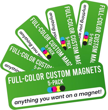 Magnet Me Up Custom 8x3 Inch Rectangle Magnet, 5 Pack, Customizable for Businesses, Personal Use, Choose Your Text, Upload Image, Magnetic Vinyl for Car and Any Magnetic Surface, Crafted in USA