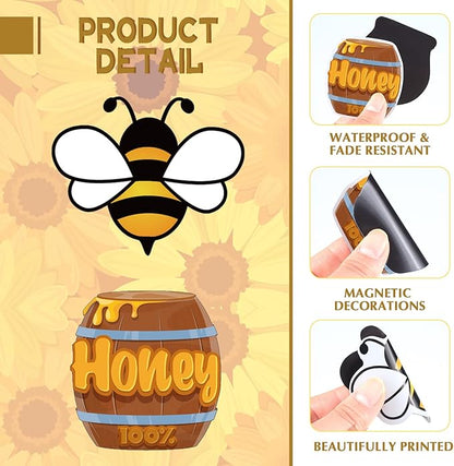 Xuhal 25 Pcs Bee Decor Refrigerator Magnets Happy Bee Gnome Sunflower Magnetic Stickers Car Magnets Fridge Garage Decor Party Supplies for Cars Office Whiteboard Mailbox