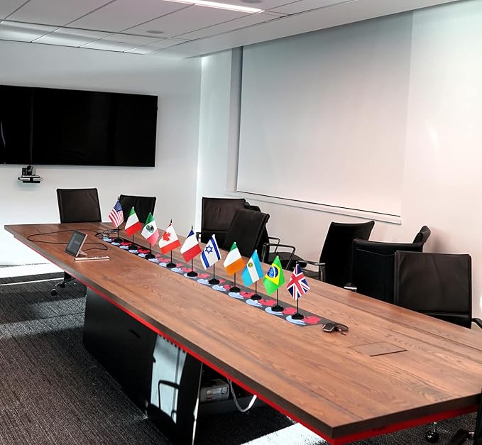 12 Pack United Kingdom Desk Flags Set, UK Small Mini Table Office Flags With 12" Solid Black Pole, Black Base and Spear Top, Miniature Desktop Flag, Home Decoration, Office Decoration, Festival
