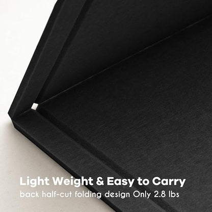 Large Bulletin Board - 48 x 36 Inches, Decorative Felt Pin Board for Wall - 4' x 3' Foldable Photo Display Board with Self-Adhesive Tape, Includes 20 Push Pins - Black